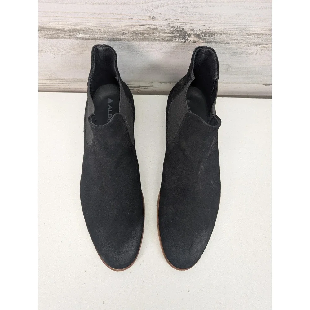 Aldo Chelsea Boots Mens Size 12 Black‎ Suede Slip On Ankle Dress Casual